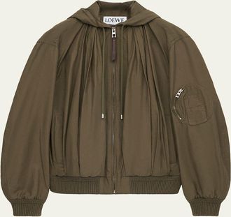 Loewe Gathered Hooded Bomber Jacket