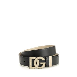 Dolce & Gabbana Belt With DG Logo Buckle - male - Dolce & Gabbana - Belts - Black - 100 CM - Accessories