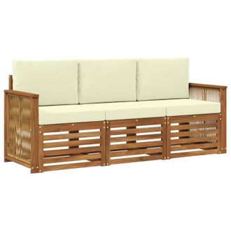 vidaXL Juegos De Sof&aacute;s Con Coj&iacute;n 3 Pcs Madera De Acacia S&oacute;lida Vidaxl