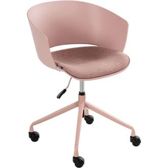 Beliani Silla de oficina con asiento de tela giratoria despacho escritorio rosa Gleeful