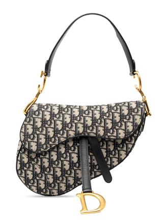 Dior 2019 Oblique Canvas Saddle Bag shoulder bag - women - Canvas/Calf Leather/Leather - One Size - Blue