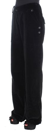 Ermanno Scervino Womens Black Velvet Cotton Straight Legs Pants