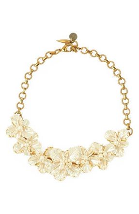 Deepa Gurnani Wally Frontal Necklace in Gold/White at Nordstrom