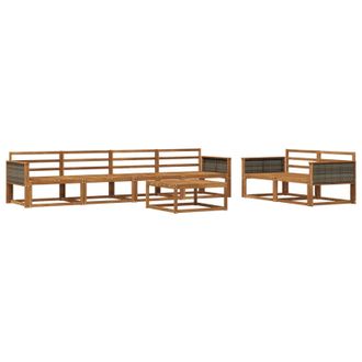 vidaXL Conjunto De Sof&aacute;s De Exterior 7 Pcs Natural Vidaxl