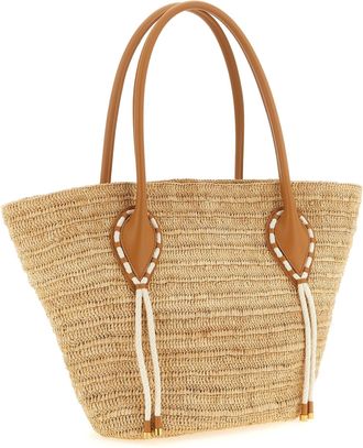 Christian Louboutin Hand-Woven Raffia Tote Bag - Beige