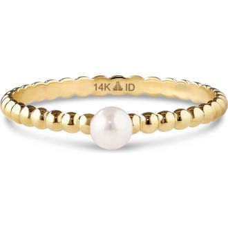 Devata Freshwater Pearl Beaded Ball Ring in 14K Gold, 3mm in Yellow Gold at Nordstrom, Size 7