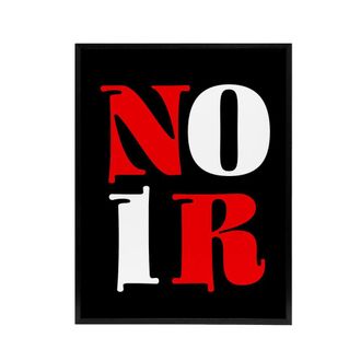 Artery8 Noir Letters Red White Black Bold Modern Black Framed Canvas Art Print | Size: W24 x H32