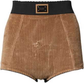 Dolce & Gabbana Womens Brown Cotton High Waisted Hot Pants Shorts Cotton+elastane+polyamide