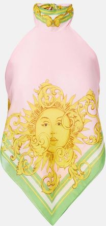 Versace Printed cotton and silk voile top