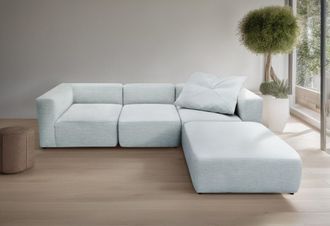 ANDAS 3-Sitzer »Utvik kann individuell zusammengestellt werden« Modulsofa, bestehend aus 2 Eck-, 1 Mittelelement und 1 Hocker