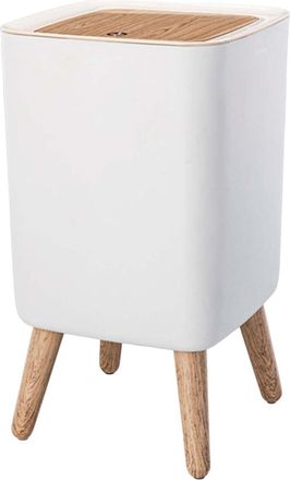 OEM Papelera Independiente, Apertura T&aacute;ctil, 10 L, Forma Cuadrada, Acabado En Madera, Para Ba&ntilde;o, Cocina, Oficina