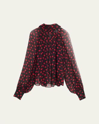 Ronny Kobo Zenia Sheer Polka-Dot Top