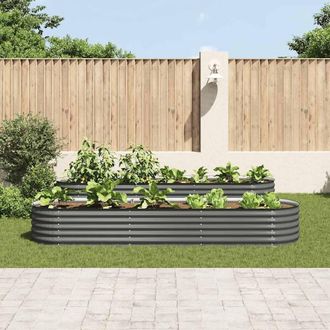 Berkfield Home Garden Raised Bed 320x80x44 cm Galvanised Steel Grey | Size: 320 x 80 x 44 cm