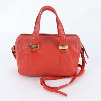 Ferragamo Vara Red Color Leather Handbag Shoulder Bag Tote Bag (Pre-Owned)