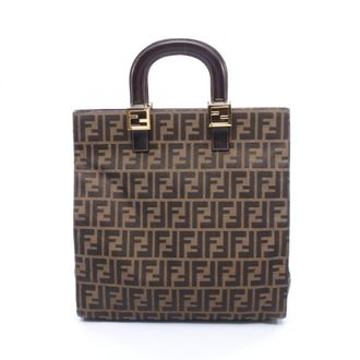 Fendi Brown Canvas Leather Handbag Tote Bag (Pre-Owned)