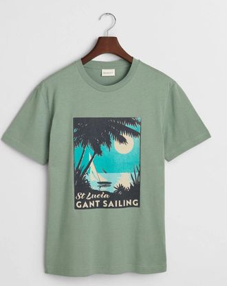 GANT Mens GANT Placed Graphic T-Shirt, Kalamata Green - Tan - Size: 38