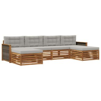 vidaXL Juegos De Sof&aacute;s Con Coj&iacute;n 6 Pcs Madera De Acacia S&oacute;lida Vidaxl