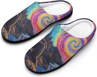 Generic Sasquatch Bigfoot Psychedelic Nature Slippers Men Winter Warm Cotton Anti-Slip Indoor Slip-Ons House Shoes