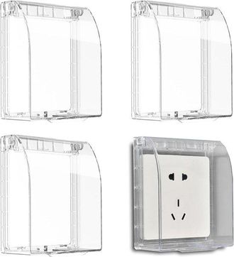 OEM Tapa Para Interruptor - Tapa Plegable Para Enchufe - Impermeable - Autoadhesiva - Juego De 4 - Negro Transparente