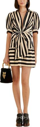 Farm Rio Mixed Stripes Black Short Sleeve Mini Dress