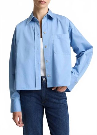 Vince Cropped Long Sleeve Shirt In Hydra
