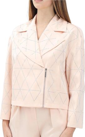 Simona Corsellini Pink Polyester Satin Biker Jacket