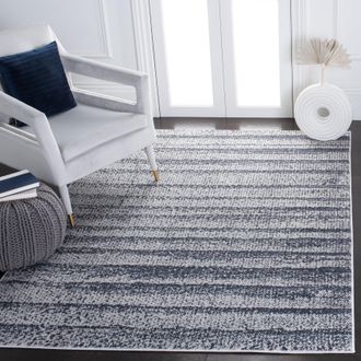 Safavieh Carnegie Machine Made Area Rug, Grey / Navy Contemporary Style Easy Care