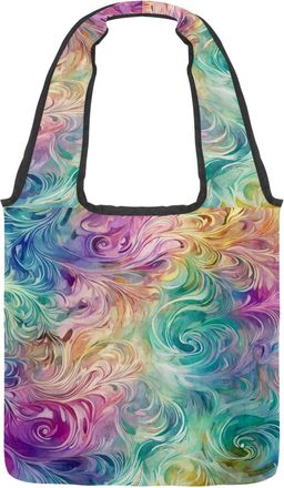 Generic Mysterious Abstract Artistic Swirls Pattern Reversible Canvas Shoulder Tote - Double-Sided Print, 12oz Cotton, 27cm Drop, Fold-Flat Bag for Travel, Sh