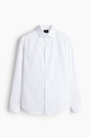 H&M Baumwollhemd in Slim Fit - Weiss