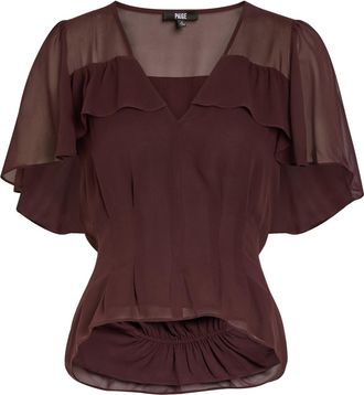 Paige Willa Ruffled Silk Blouse - Purple - S (UK8-10 / S)