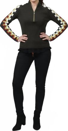 La Chic Designs Ribbed Half-Zip Knit Sweater In Green