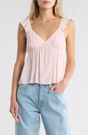 Abound Flutter Sleeve Babydoll Tank Top in Pink Balm at Nordstrom Rack, Size X-Large