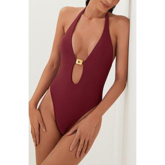 Vix Liza Cutout One-Piece Swimsuit in Red at Nordstrom, Size Large