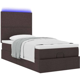 vidaXL Estructura Cama Otomana Colch&oacute;n Tela Marr&oacute;n Oscuro 90x190 Cm Vidaxl
