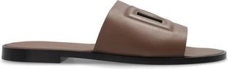 Dolce & Gabbana Leren slippers met logo - Heren - Sandalen - Bruin - 41 EU - Leer - Schoenen