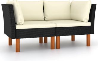 vidaXL Sof&aacute;s De Esquina 2 Uds Rat&aacute;n Sint&eacute;tico Y Madera De Eucalipto Vidaxl