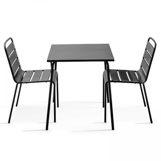 Oviala Conjunto mesa de jard&iacute;n cuadrada y 2 sillas acero gris
