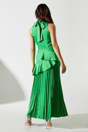 Coast Sleeveless Ruffle Satin Dress in Green at Nordstrom, Size 6
