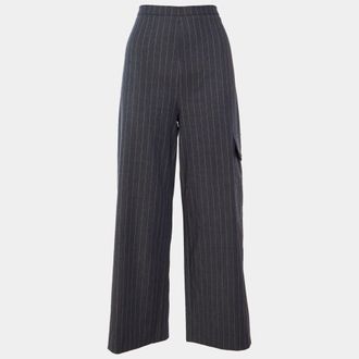 Ganni Ganni Grey Striped Crepe Trousers