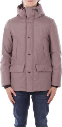 Woolrich Beige Jas met Capuchon en Rits - Heren - Winterjassen - Beige - M - Polyester - Jassen