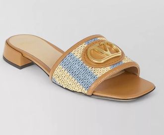 Valentino Garavani vlogo signature slide sandal raffia stripes