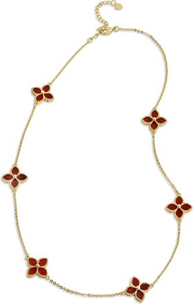 Savvy Cie Jewels 18K Gold Vermeil Greeb Agate Flower Choker