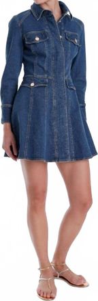 Karina Grimaldi Daniela Denim Mini Dress In Navy