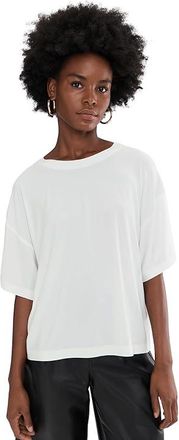 Norma Kamali Short Sleeve Boxy Top Womens Clothing Snow White : 2XS (Womens 0), Jersey/Polyester/Spandex