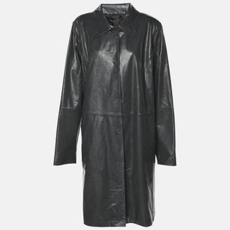 Marina Rinaldi Grey Synthetic Leather Long Jacket