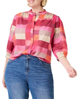 Nic+Zoe Nic+Zoe Petite Sunset Plaid Cotton Girlfriend Shir