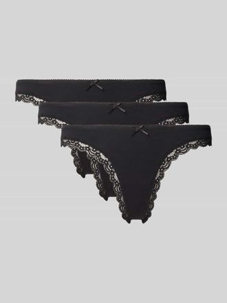 Jake*s Casual String mit Spitzenbesatz in Black, Gr&ouml;&szlig;e XL