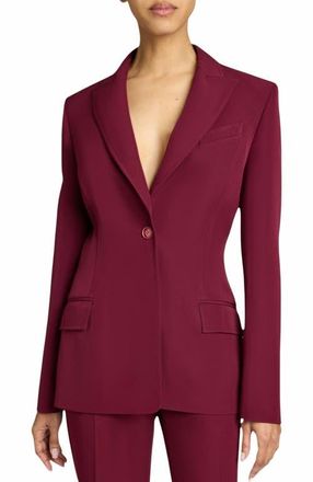 Santorelli JESS Single Button Peak Lapel Jacket with Seam Detail in Soft Stretch Crepe in Cherry Cola at Nordstrom, Size 2