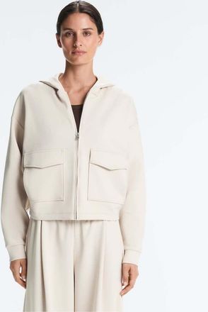 Oysho Giacca in cotone piqu&eacute; beige con cappuccio-Neutro