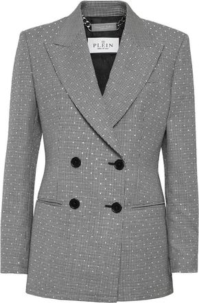 Philipp Plein Blazer Regular Gold Fit Pied de Poule - Dames - Blazers - Zwart - S - Leer - Jassen